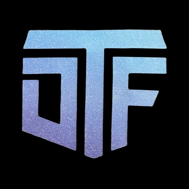 DTF logo glitter